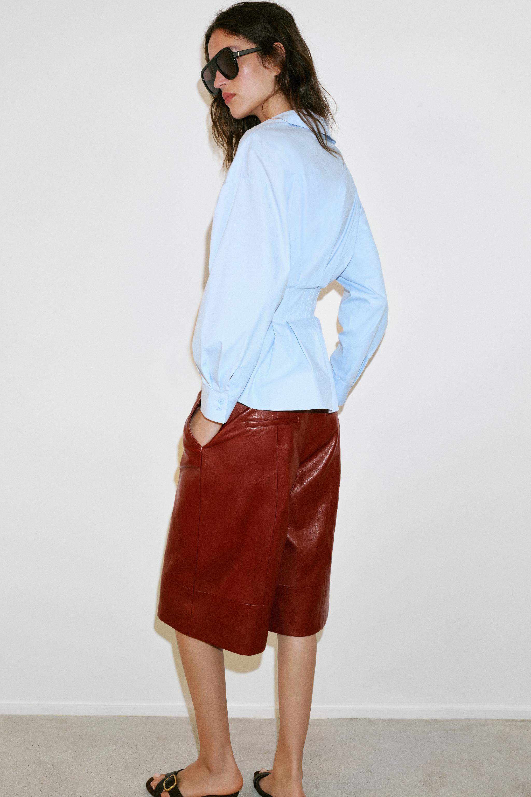 PLEATED POPLIN SHIRT
